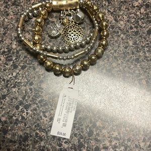 Ruby Rd Gold & silver stretch bracelet NWT